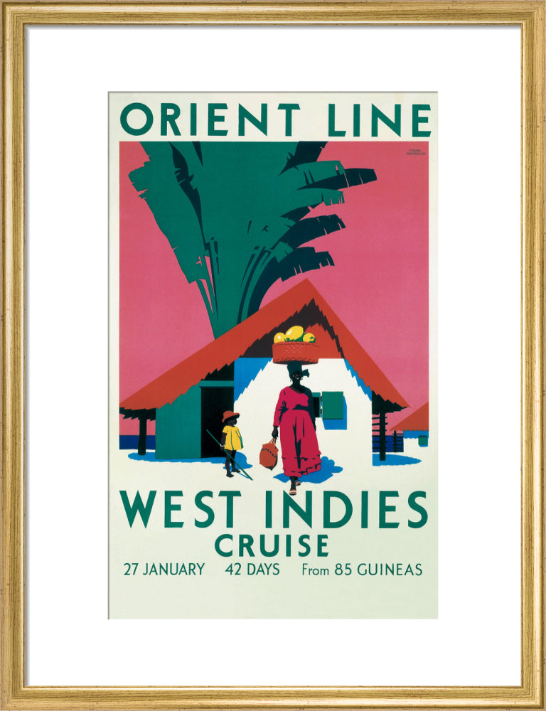 'West Indies Cruise', Orient Line poster, c 1930. art print medium gold Art Print - Science Museum Shop