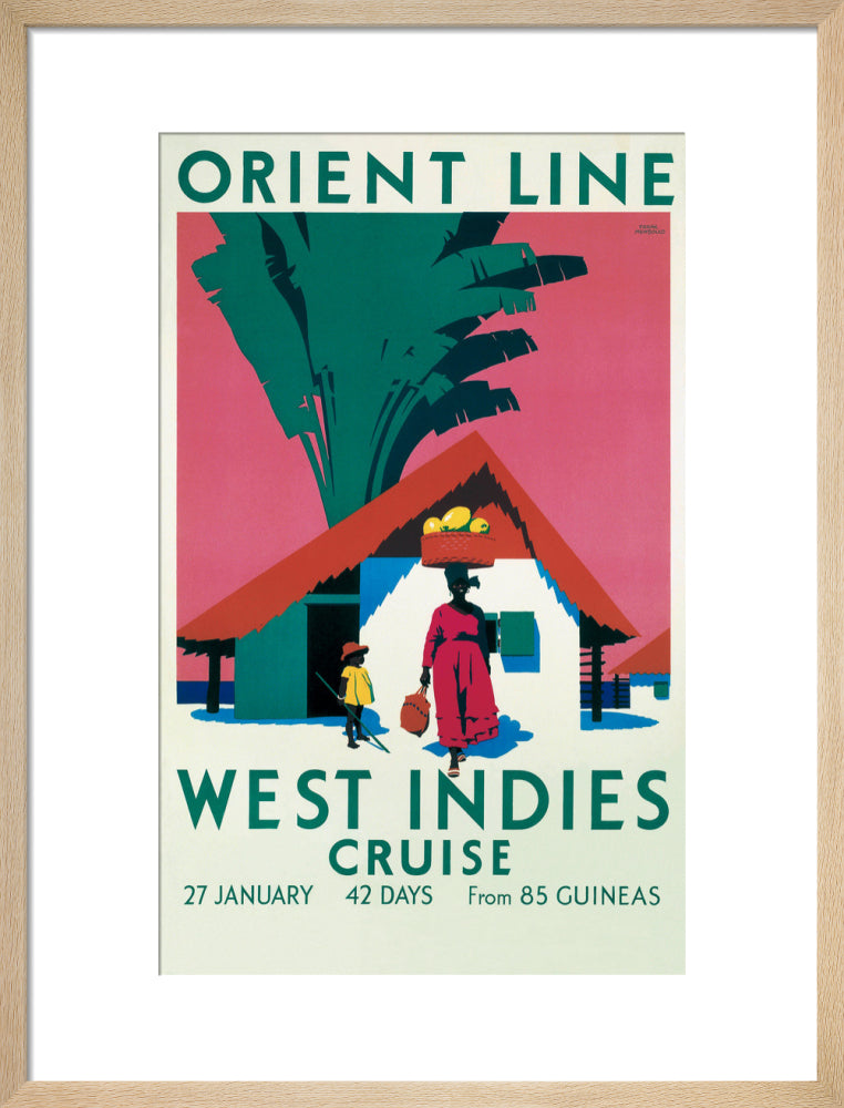 'West Indies Cruise', Orient Line poster, c 1930. art print medium natural Art Print - Science Museum Shop