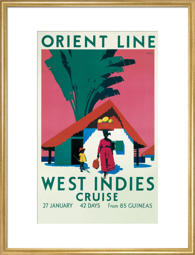 'West Indies Cruise', Orient Line poster, c 1930. art print large gold Art Print - Science Museum Shop