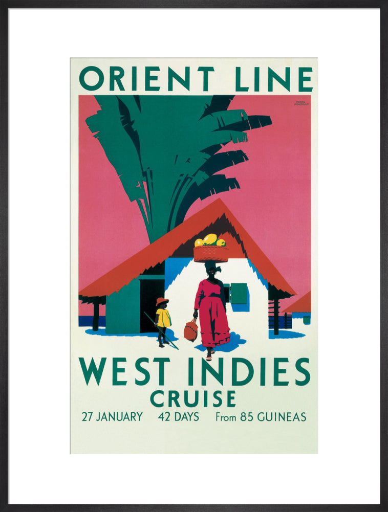 'West Indies Cruise', Orient Line poster, c 1930. art print extra large black Art Print - Science Museum Shop