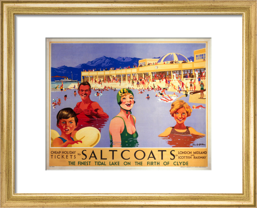 'Saltcoats', LMS poster, 1935. art print extra small gold Art Print - Science Museum Shop