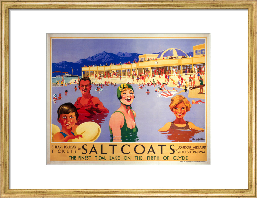 'Saltcoats', LMS poster, 1935. art print medium gold Art Print - Science Museum Shop