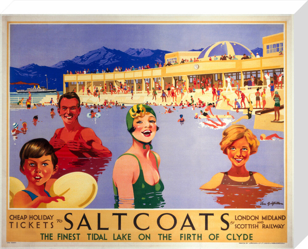 'Saltcoats', LMS poster, 1935. stretched canvas medium none Art Print - Science Museum Shop