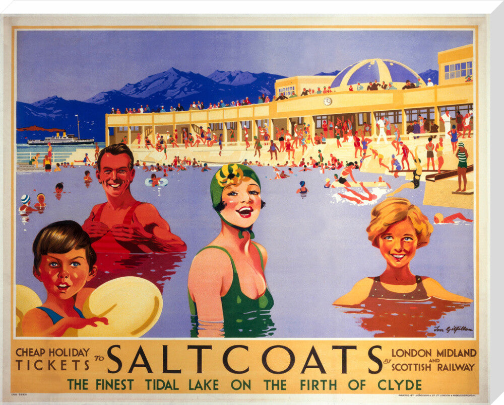 'Saltcoats', LMS poster, 1935. stretched canvas extra large none Art Print - Science Museum Shop