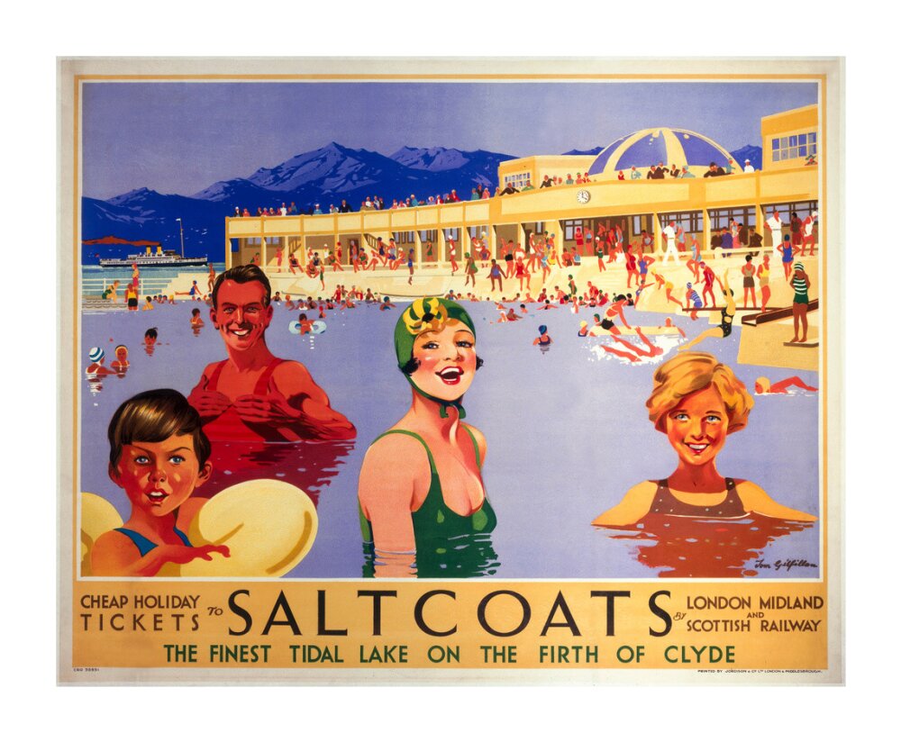 'Saltcoats', LMS poster, 1935. unstretched canvas extra large none Art Print - Science Museum Shop