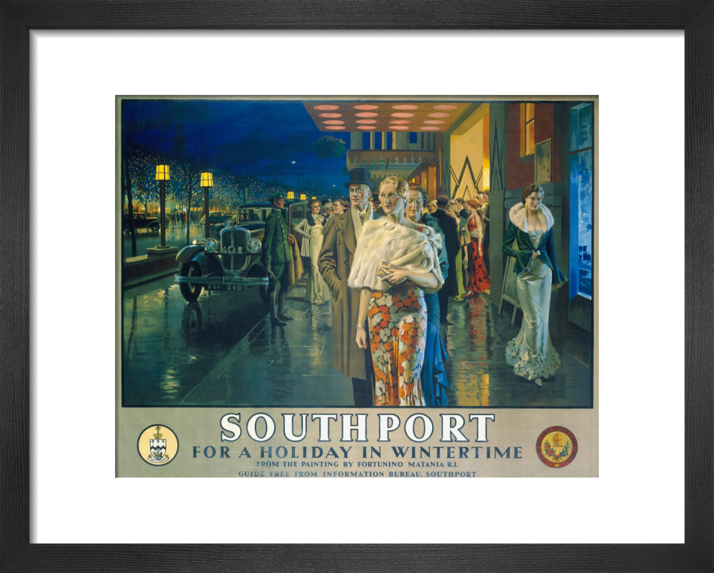 'Southport, For a Holiday In Wintertime', LMS poster, 1925. art print extra small black Art Print - Science Museum Shop