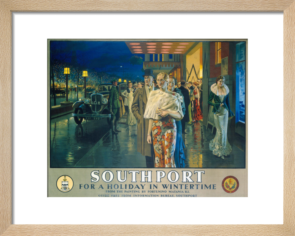 'Southport, For a Holiday In Wintertime', LMS poster, 1925. art print extra small natural Art Print - Science Museum Shop