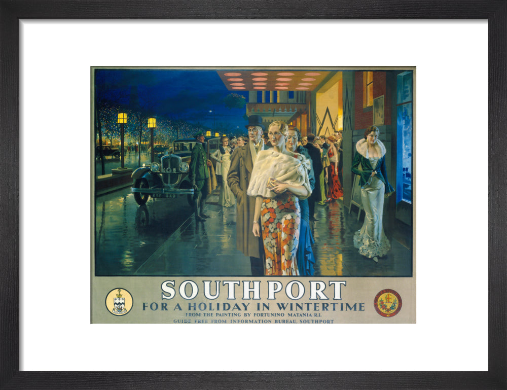 'Southport, For a Holiday In Wintertime', LMS poster, 1925. art print small black Art Print - Science Museum Shop