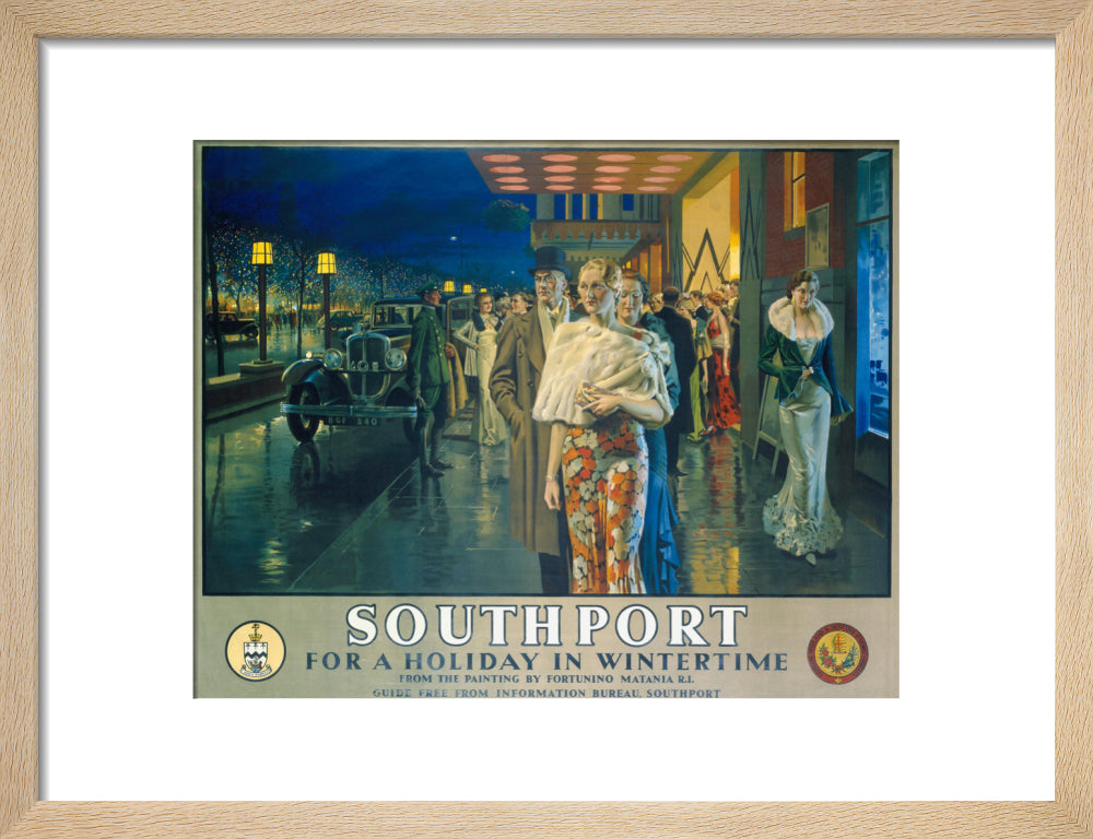 'Southport, For a Holiday In Wintertime', LMS poster, 1925. art print small natural Art Print - Science Museum Shop