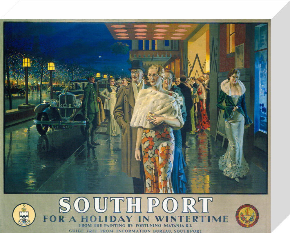 'Southport, For a Holiday In Wintertime', LMS poster, 1925. stretched canvas small none Art Print - Science Museum Shop