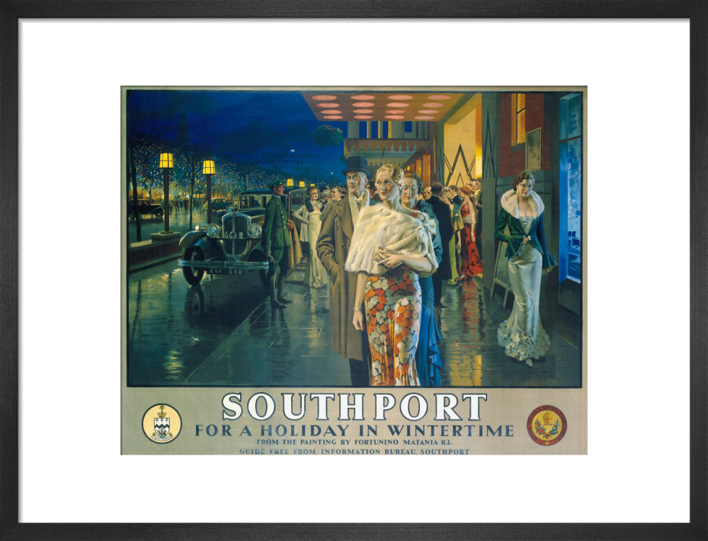 'Southport, For a Holiday In Wintertime', LMS poster, 1925. art print medium black Art Print - Science Museum Shop