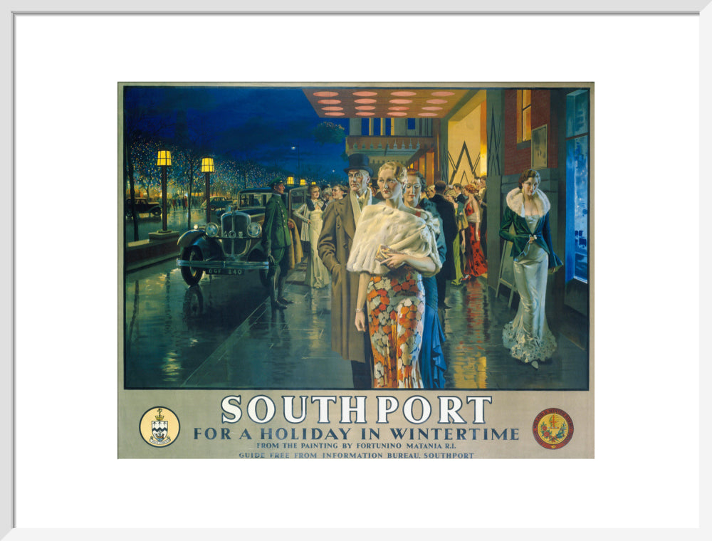 'Southport, For a Holiday In Wintertime', LMS poster, 1925. art print large white Art Print - Science Museum Shop