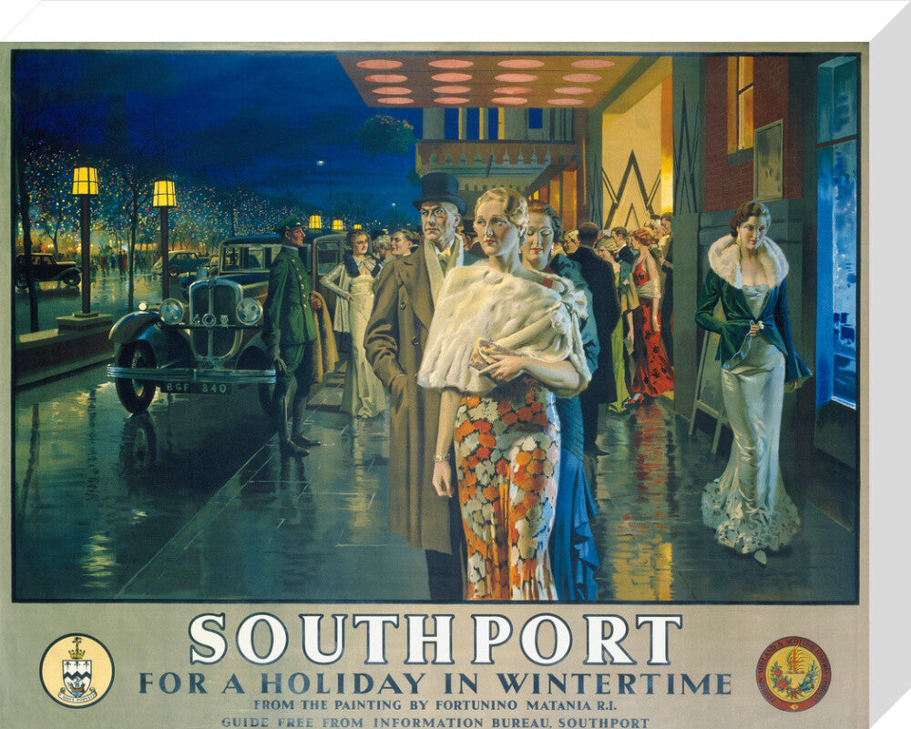 'Southport, For a Holiday In Wintertime', LMS poster, 1925. stretched canvas medium none Art Print - Science Museum Shop