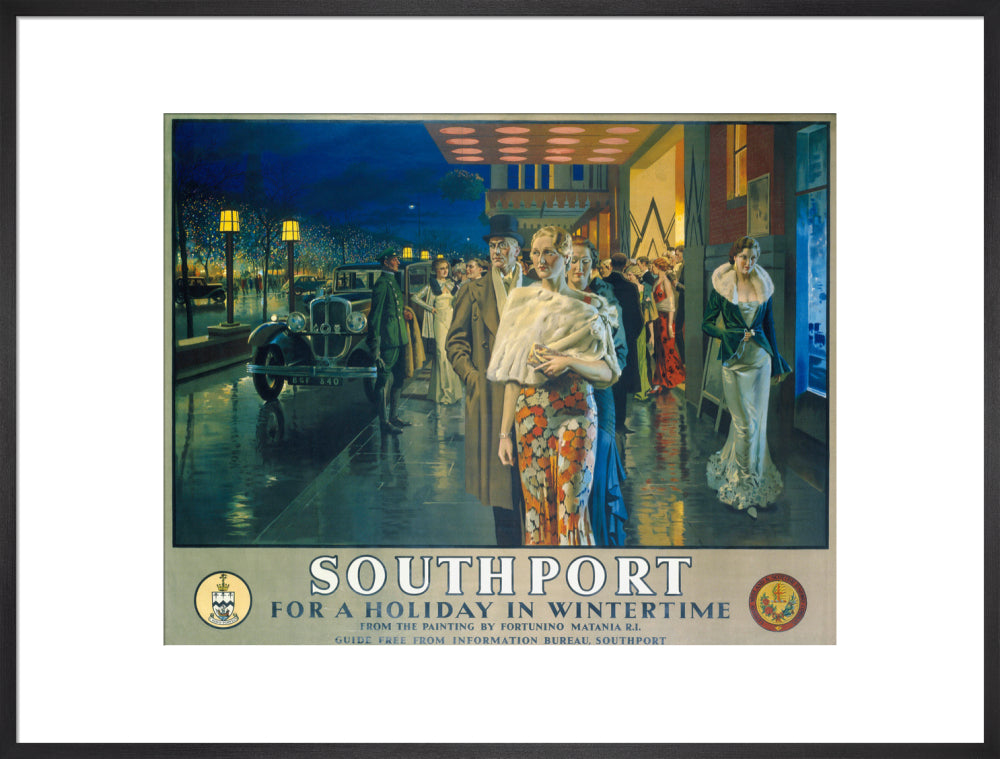 'Southport, For a Holiday In Wintertime', LMS poster, 1925. art print extra large black Art Print - Science Museum Shop