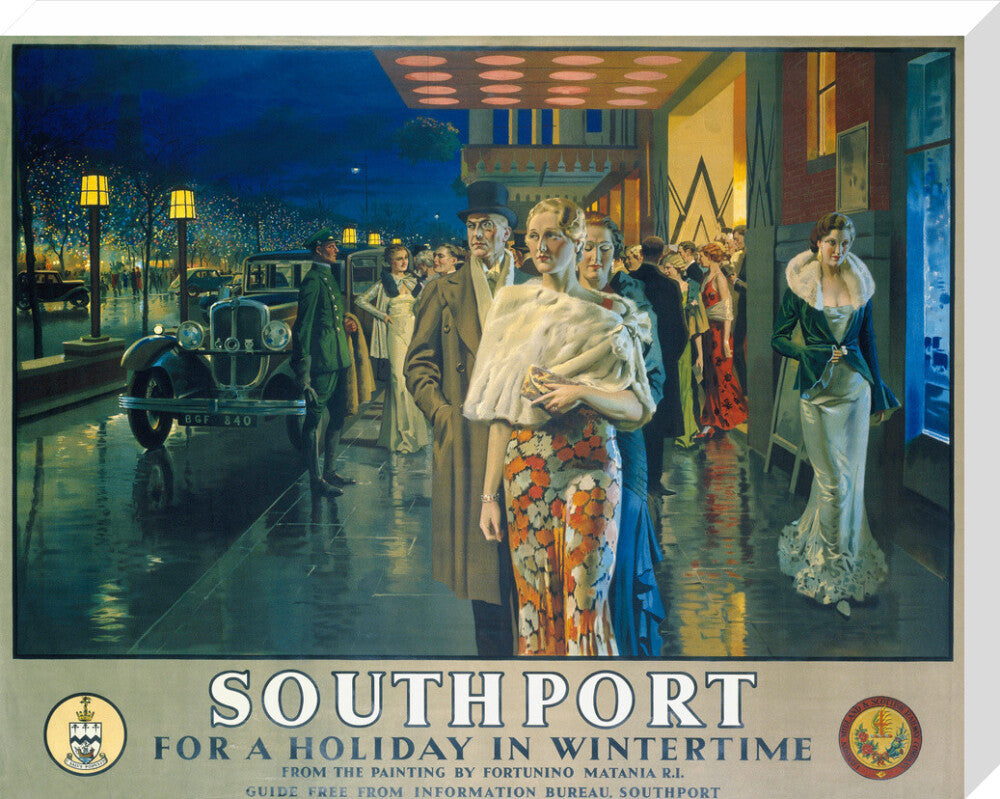 'Southport, For a Holiday In Wintertime', LMS poster, 1925. stretched canvas large none Art Print - Science Museum Shop