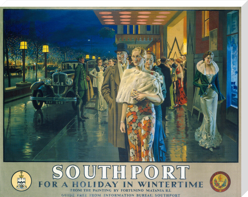 'Southport, For a Holiday In Wintertime', LMS poster, 1925. stretched canvas extra large none Art Print - Science Museum Shop