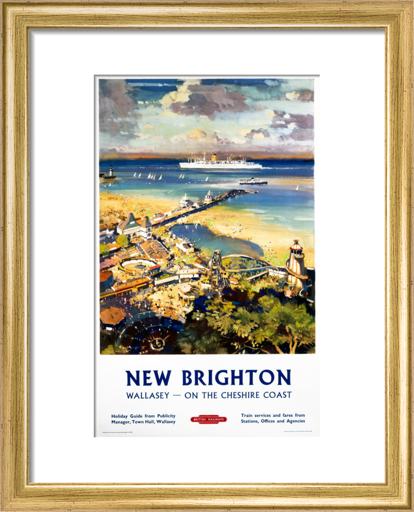 'New Brighton', BR (LMR) poster, c 1950s. art print extra small gold Art Print - Science Museum Shop