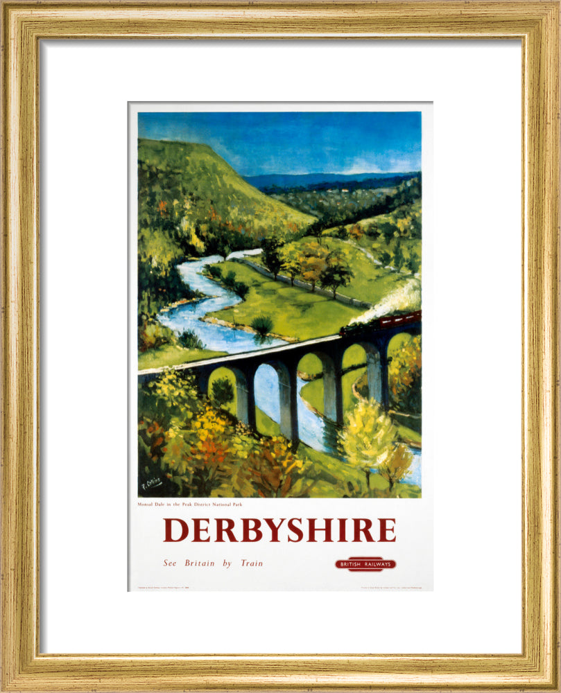 'Derbyshire', BR (LMR) poster, 1948-1965. art print extra small gold Art Print - Science Museum Shop