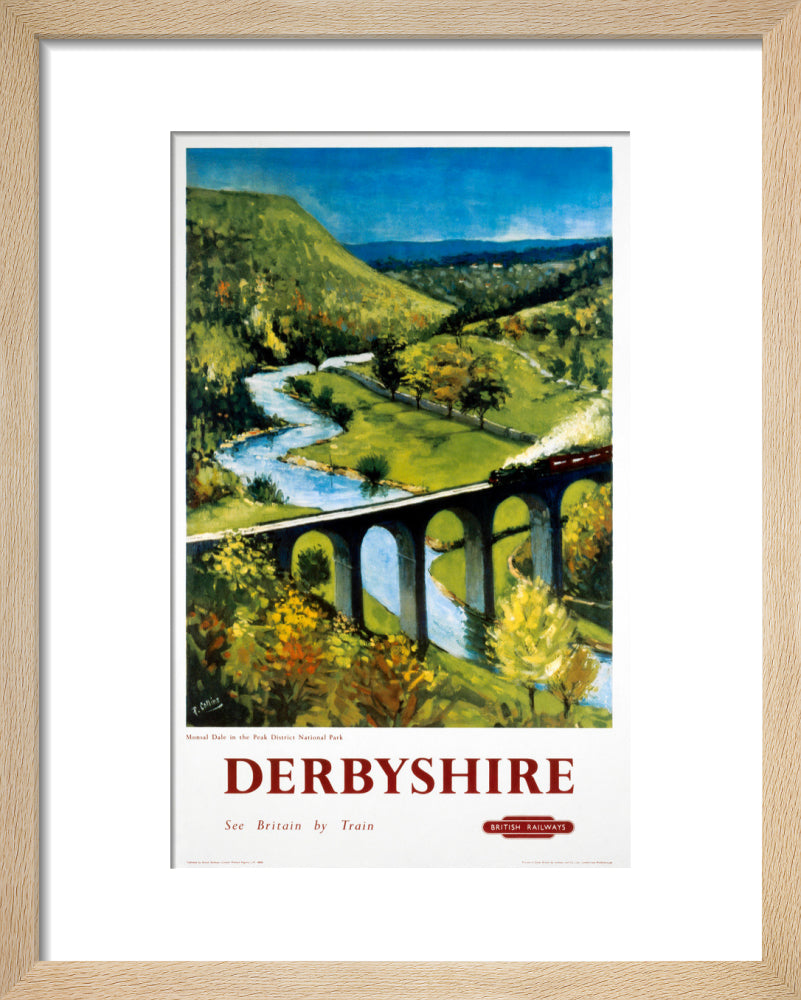 'Derbyshire', BR (LMR) poster, 1948-1965. art print extra small natural Art Print - Science Museum Shop