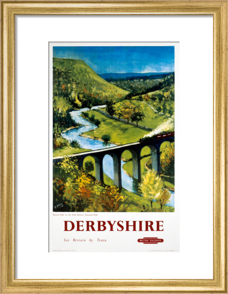 'Derbyshire', BR (LMR) poster, 1948-1965. art print small gold Art Print - Science Museum Shop