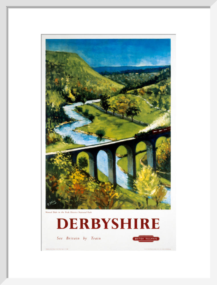 'Derbyshire', BR (LMR) poster, 1948-1965. art print medium white Art Print - Science Museum Shop