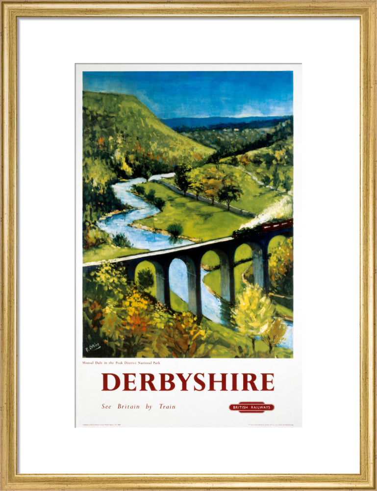 'Derbyshire', BR (LMR) poster, 1948-1965. art print medium gold Art Print - Science Museum Shop