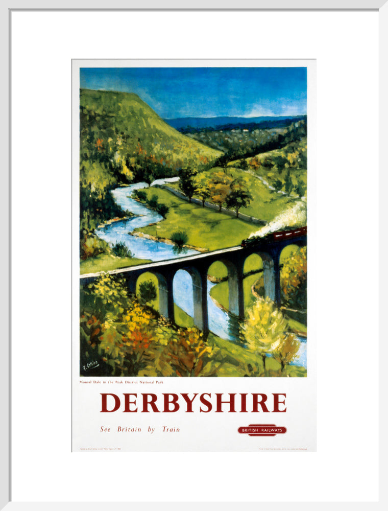'Derbyshire', BR (LMR) poster, 1948-1965. art print large white Art Print - Science Museum Shop