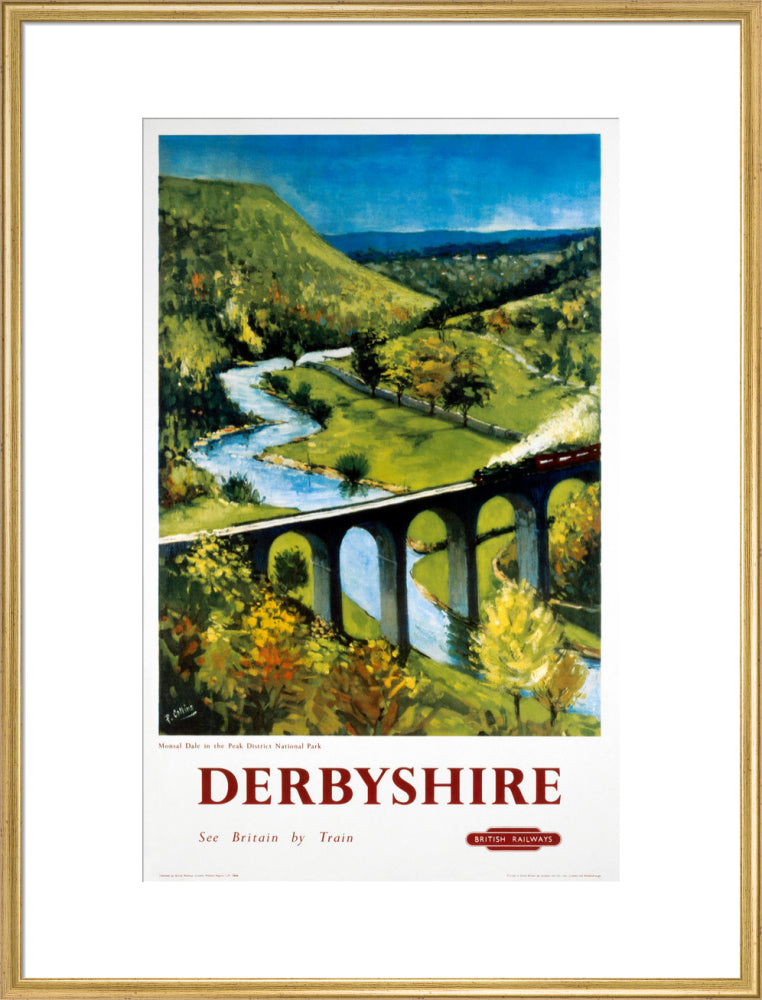 'Derbyshire', BR (LMR) poster, 1948-1965. art print extra large gold Art Print - Science Museum Shop