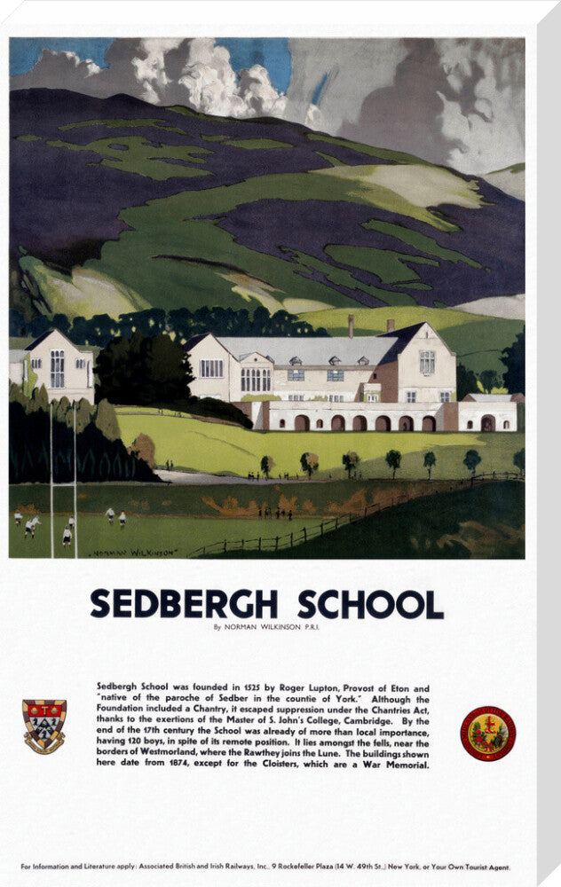 'Sedburgh School, Yorkshire', LMS poster, 1923-1947. stretched canvas extra large none Art Print - Science Museum Shop