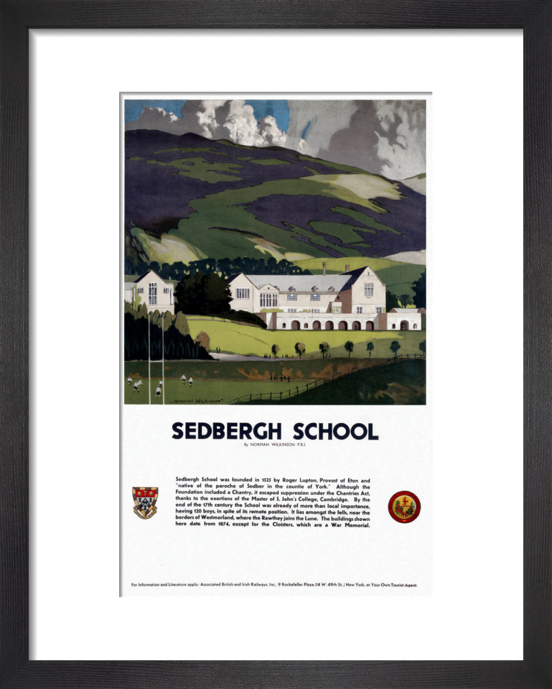'Sedburgh School, Yorkshire', LMS poster, 1923-1947. art print extra small black Art Print - Science Museum Shop