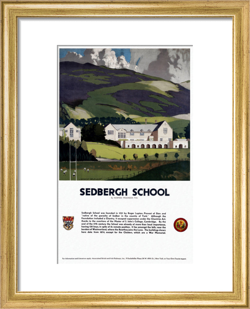'Sedburgh School, Yorkshire', LMS poster, 1923-1947. art print extra small gold Art Print - Science Museum Shop