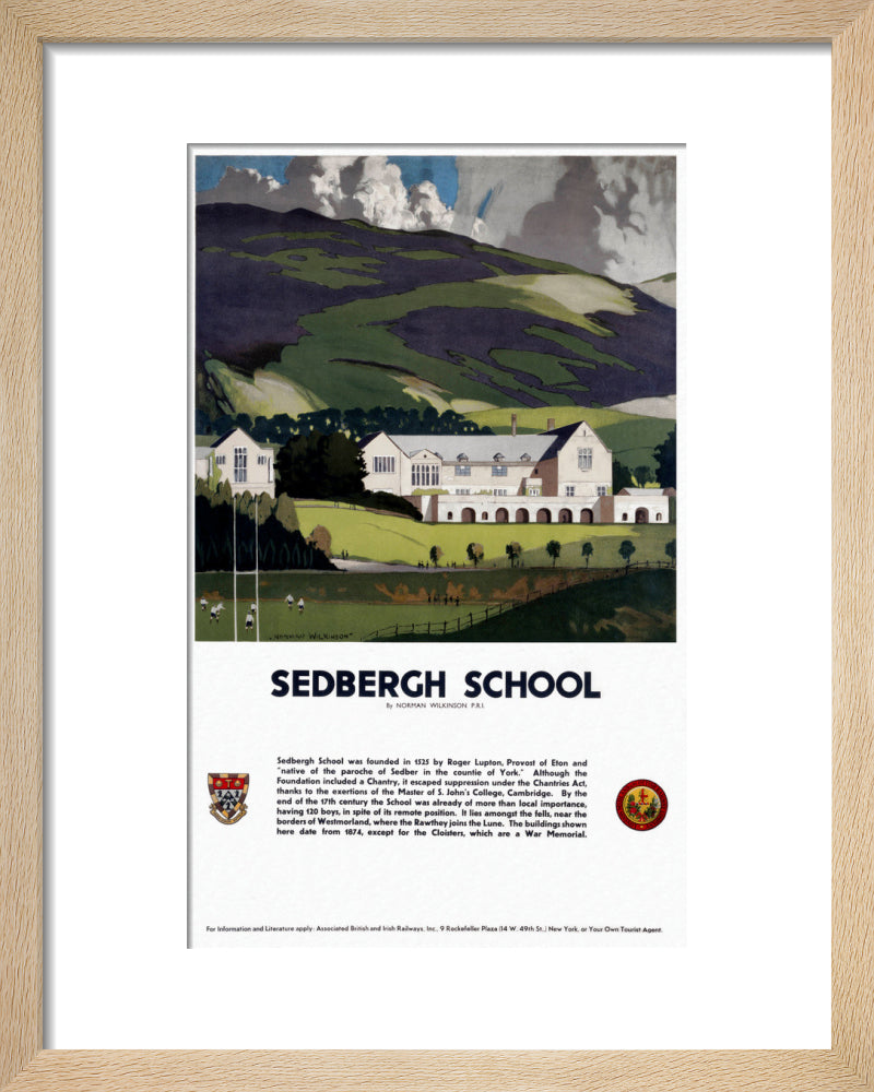 'Sedburgh School, Yorkshire', LMS poster, 1923-1947. art print extra small natural Art Print - Science Museum Shop