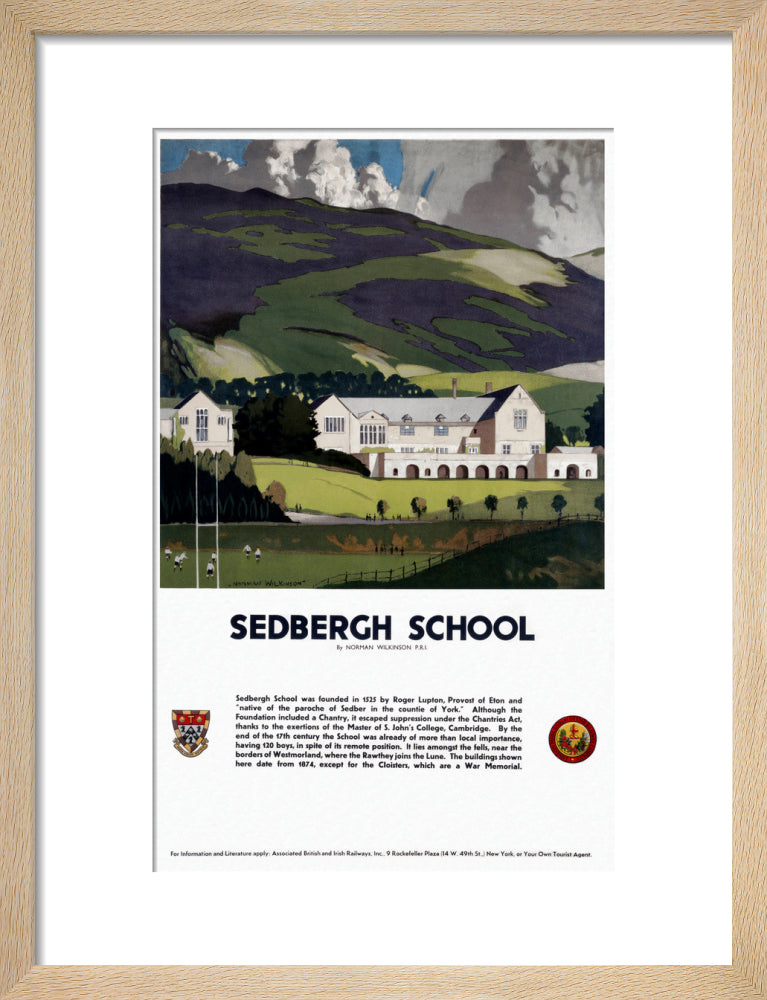 'Sedburgh School, Yorkshire', LMS poster, 1923-1947. art print small natural Art Print - Science Museum Shop