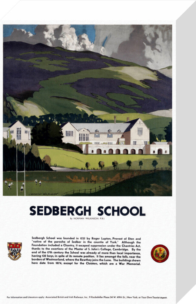 'Sedburgh School, Yorkshire', LMS poster, 1923-1947. stretched canvas small none Art Print - Science Museum Shop