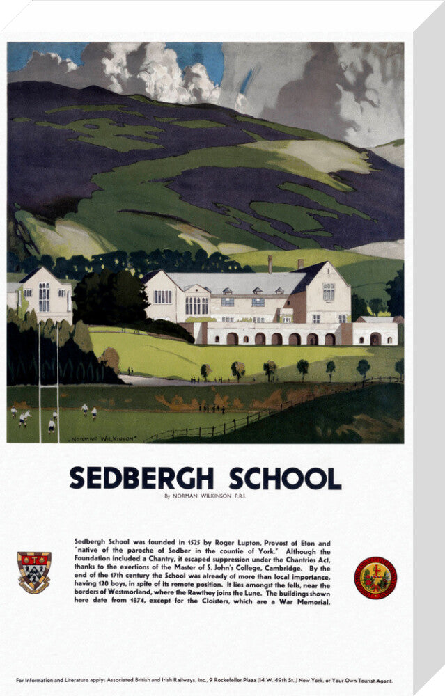 'Sedburgh School, Yorkshire', LMS poster, 1923-1947. stretched canvas medium none Art Print - Science Museum Shop