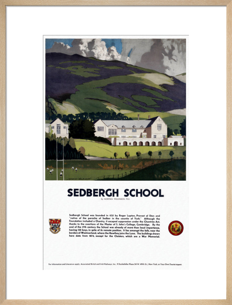 'Sedburgh School, Yorkshire', LMS poster, 1923-1947. art print large natural Art Print - Science Museum Shop