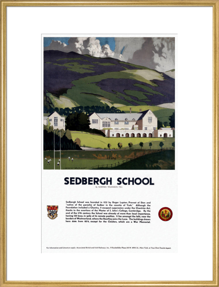 'Sedburgh School, Yorkshire', LMS poster, 1923-1947. art print extra large gold Art Print - Science Museum Shop