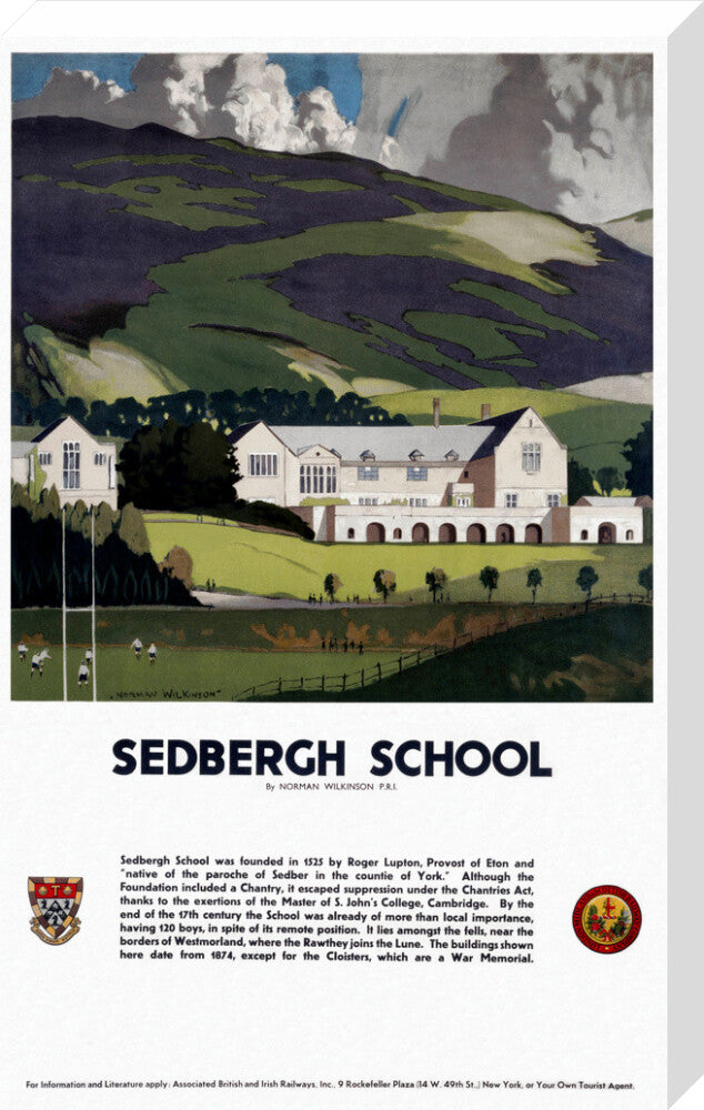 'Sedburgh School, Yorkshire', LMS poster, 1923-1947. stretched canvas large none Art Print - Science Museum Shop