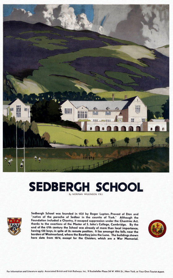 'Sedburgh School, Yorkshire', LMS poster, 1923-1947. Art Print - Science Museum Shop