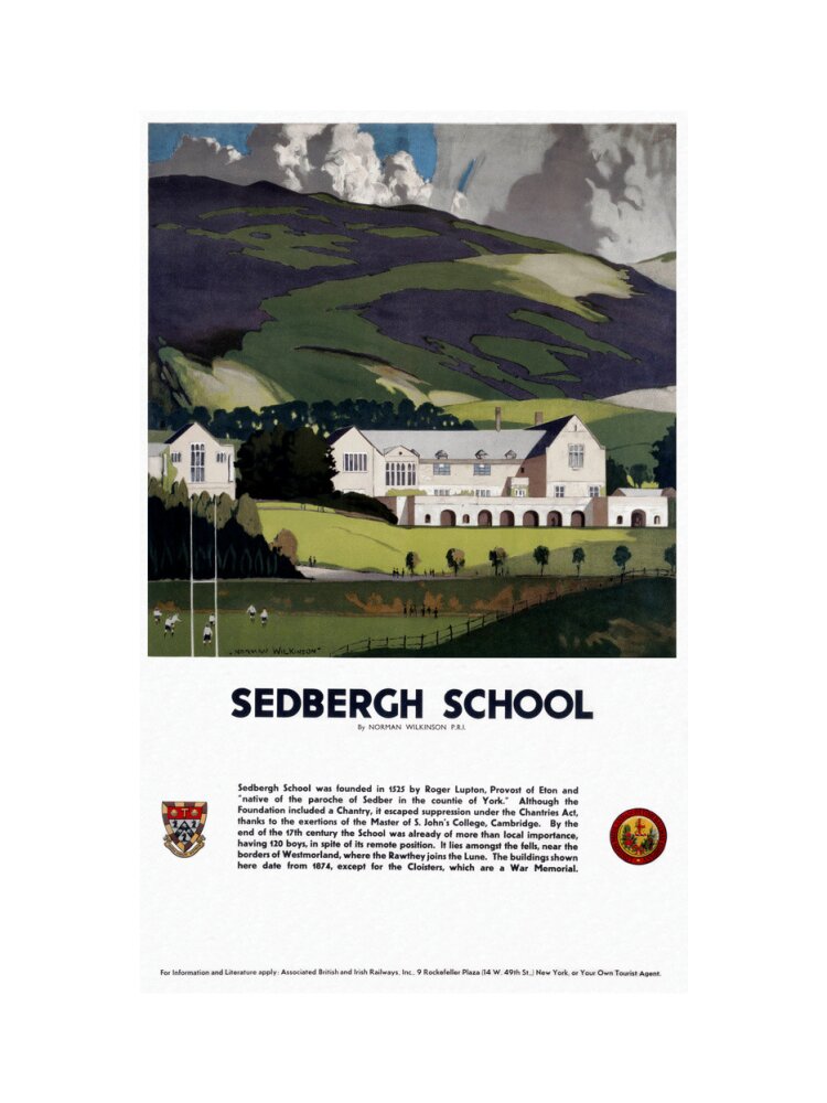 'Sedburgh School, Yorkshire', LMS poster, 1923-1947. art print small none Art Print - Science Museum Shop