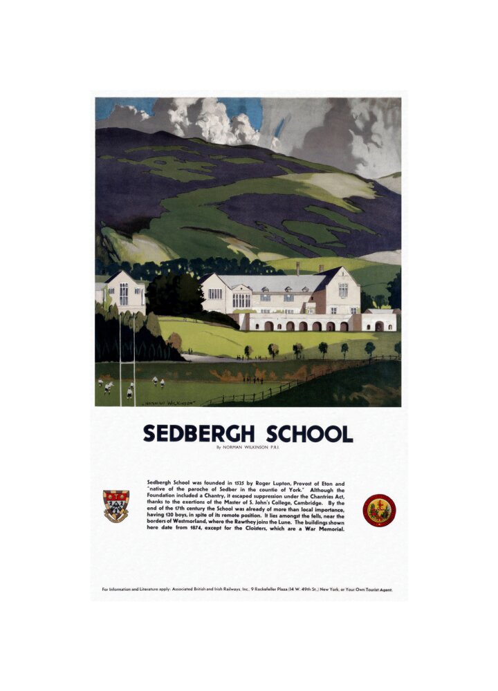 'Sedburgh School, Yorkshire', LMS poster, 1923-1947. unstretched canvas small none Art Print - Science Museum Shop