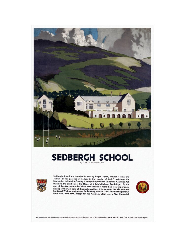 'Sedburgh School, Yorkshire', LMS poster, 1923-1947. art print medium none Art Print - Science Museum Shop