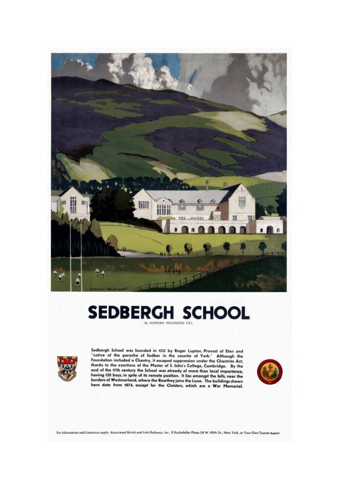 'Sedburgh School, Yorkshire', LMS poster, 1923-1947. unstretched canvas medium none Art Print - Science Museum Shop