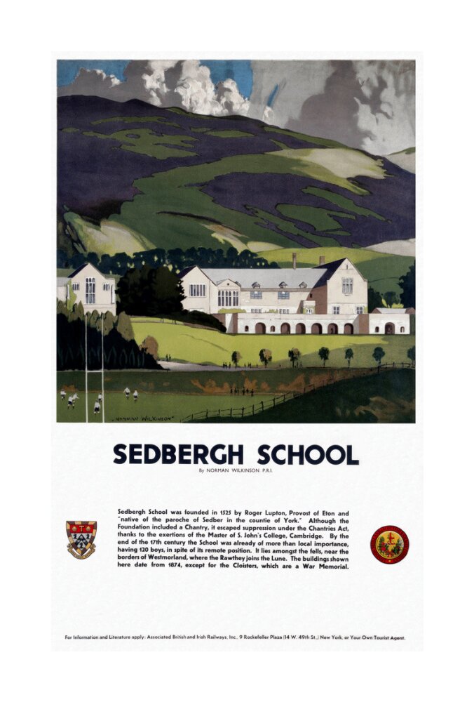 'Sedburgh School, Yorkshire', LMS poster, 1923-1947. unstretched canvas large none Art Print - Science Museum Shop