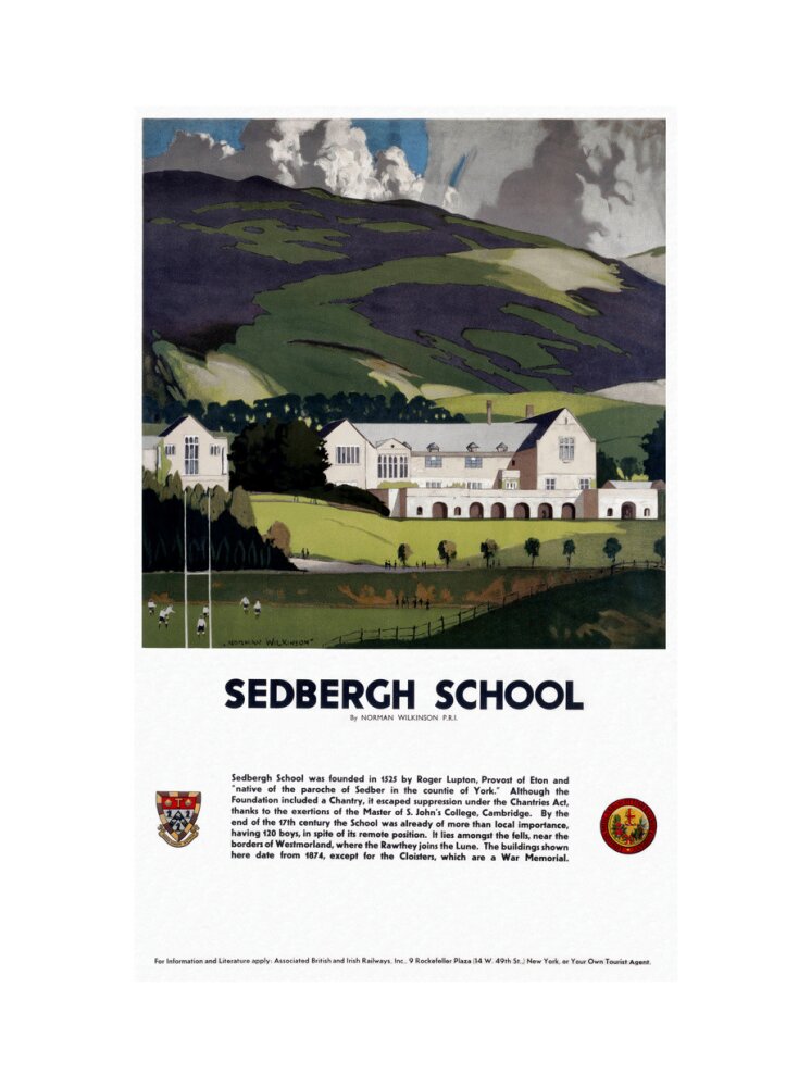 'Sedburgh School, Yorkshire', LMS poster, 1923-1947. art print extra large none Art Print - Science Museum Shop