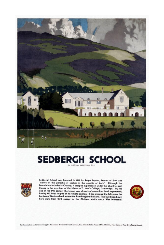 'Sedburgh School, Yorkshire', LMS poster, 1923-1947. unstretched canvas extra large none Art Print - Science Museum Shop