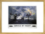 'Service by Night', BR poster, 1955. art print medium gold Art Print - Science Museum Shop