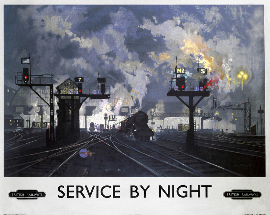 'Service by Night', BR poster, 1955. Art Print - Science Museum Shop