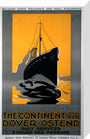 'The Continent via Dover - Ostend', Belgian State Railways poster, c 1920s. stretched canvas medium none Art Print - Science Museum Shop