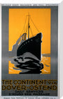 'The Continent via Dover - Ostend', Belgian State Railways poster, c 1920s. stretched canvas large none Art Print - Science Museum Shop